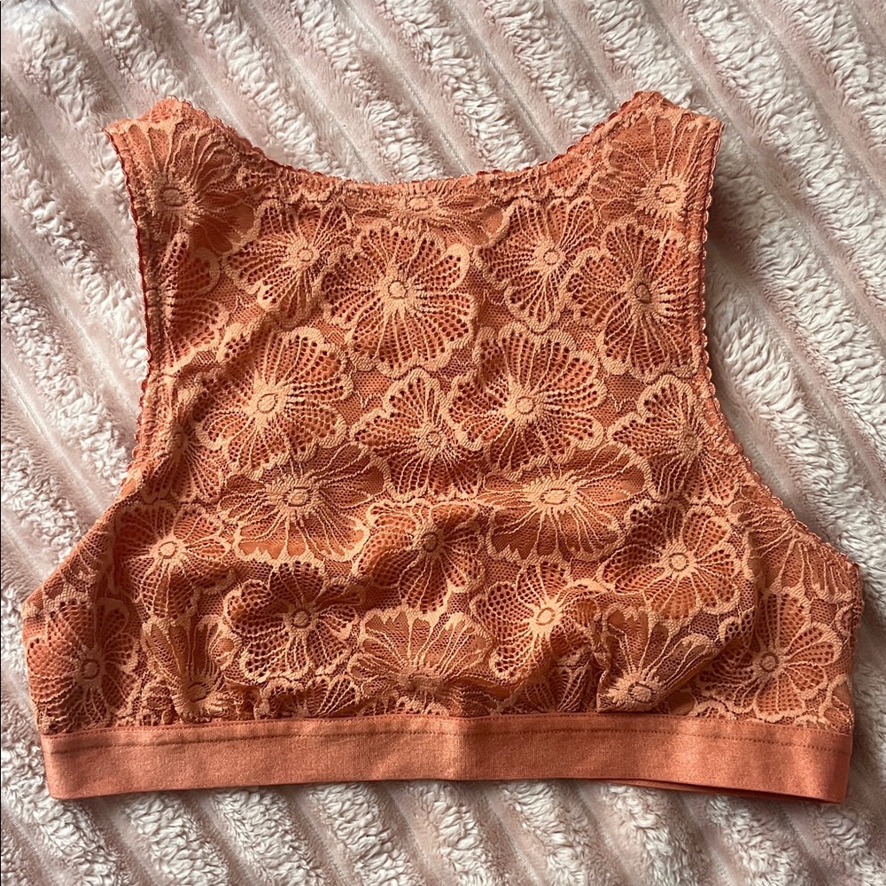 Colsie Floral Lace Tank Top - Orange